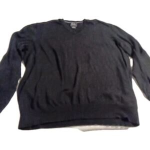 Jos A Bank Traveler Collection Sweater Mens XL Black Merino Wool V-Neck Pullover